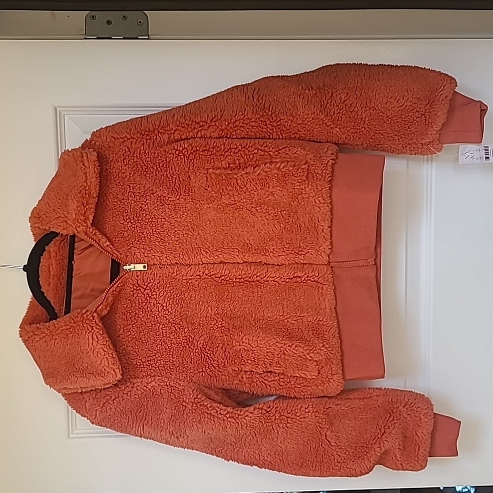 Cozy fuzzy bomber jacket NEW NY & Co REVERSIBLE Teddy Bomber Jacket
